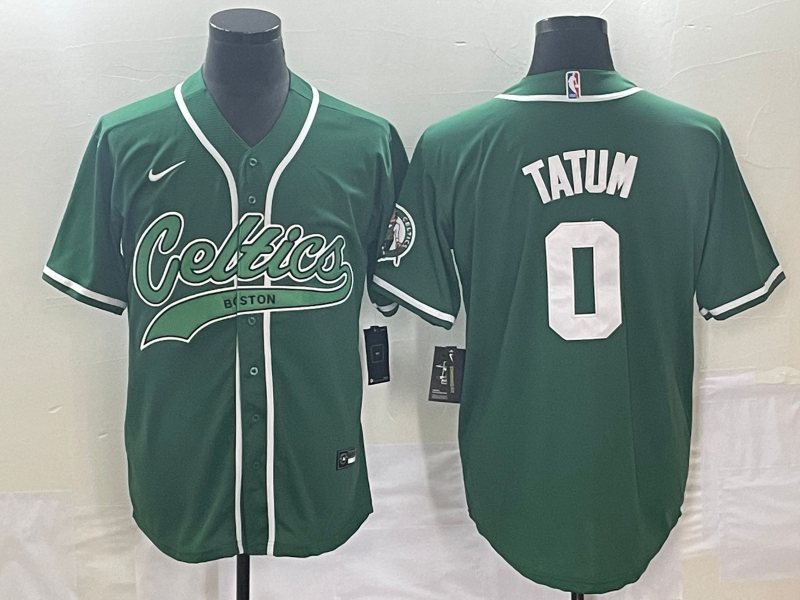 Men's Boston Celtics #0 Jayson Tatum Green Stitched Baseball Jersey